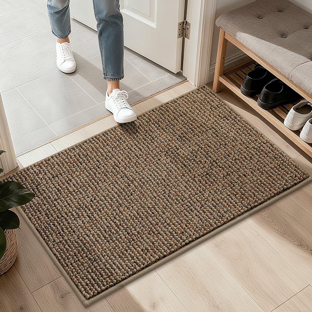 BEQHAUSE 2x3 Entryway Rug Indoor Door Mat Non-Slip Washable, Taupe