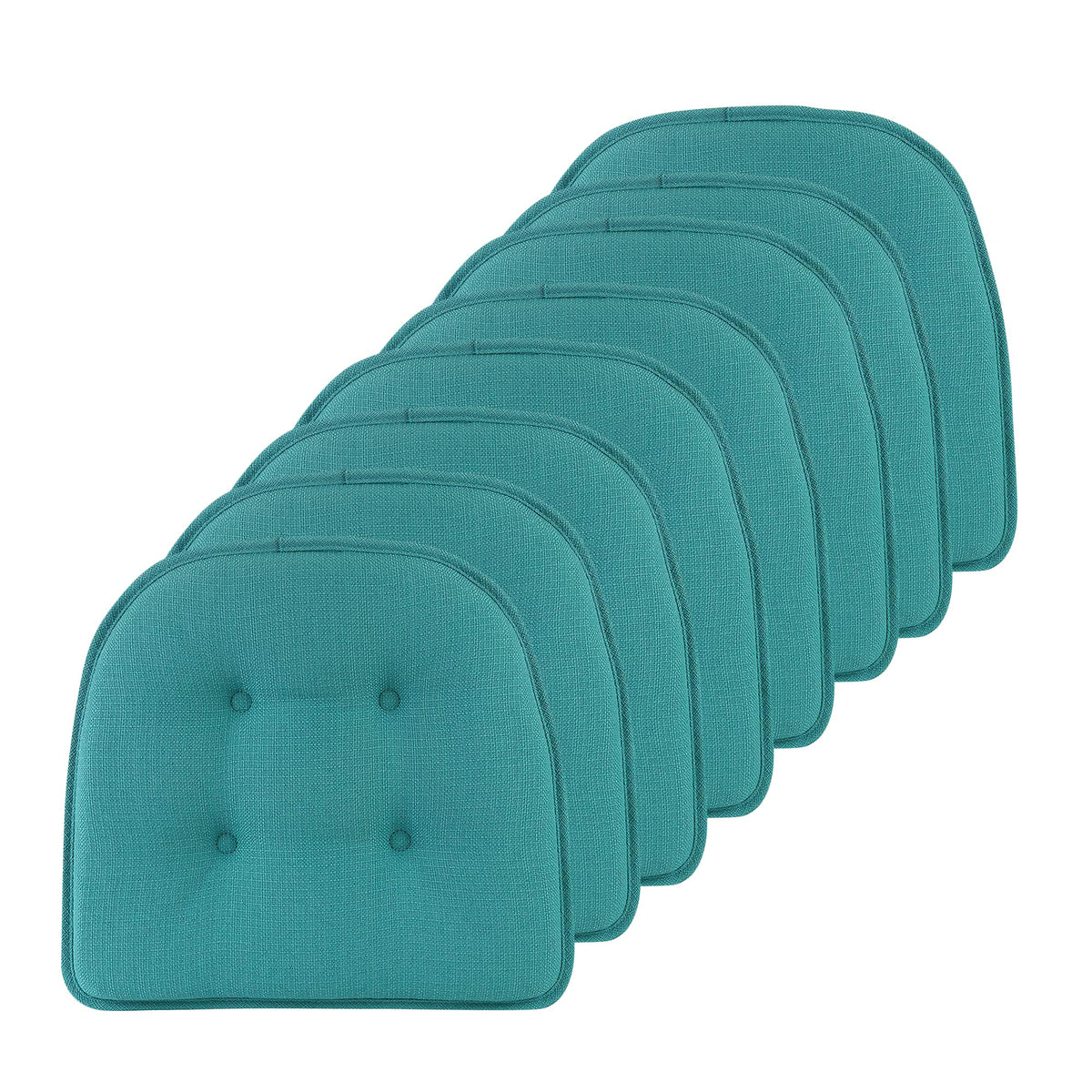 Klear Vu Omega Non-Slip Chair Cushions, Assembled in USA, U-Shaped Skid-Proof Seat Pads for Dining Room, Kitchen, Office, 15"x16" 4 Pack Slub Natural 4 Count