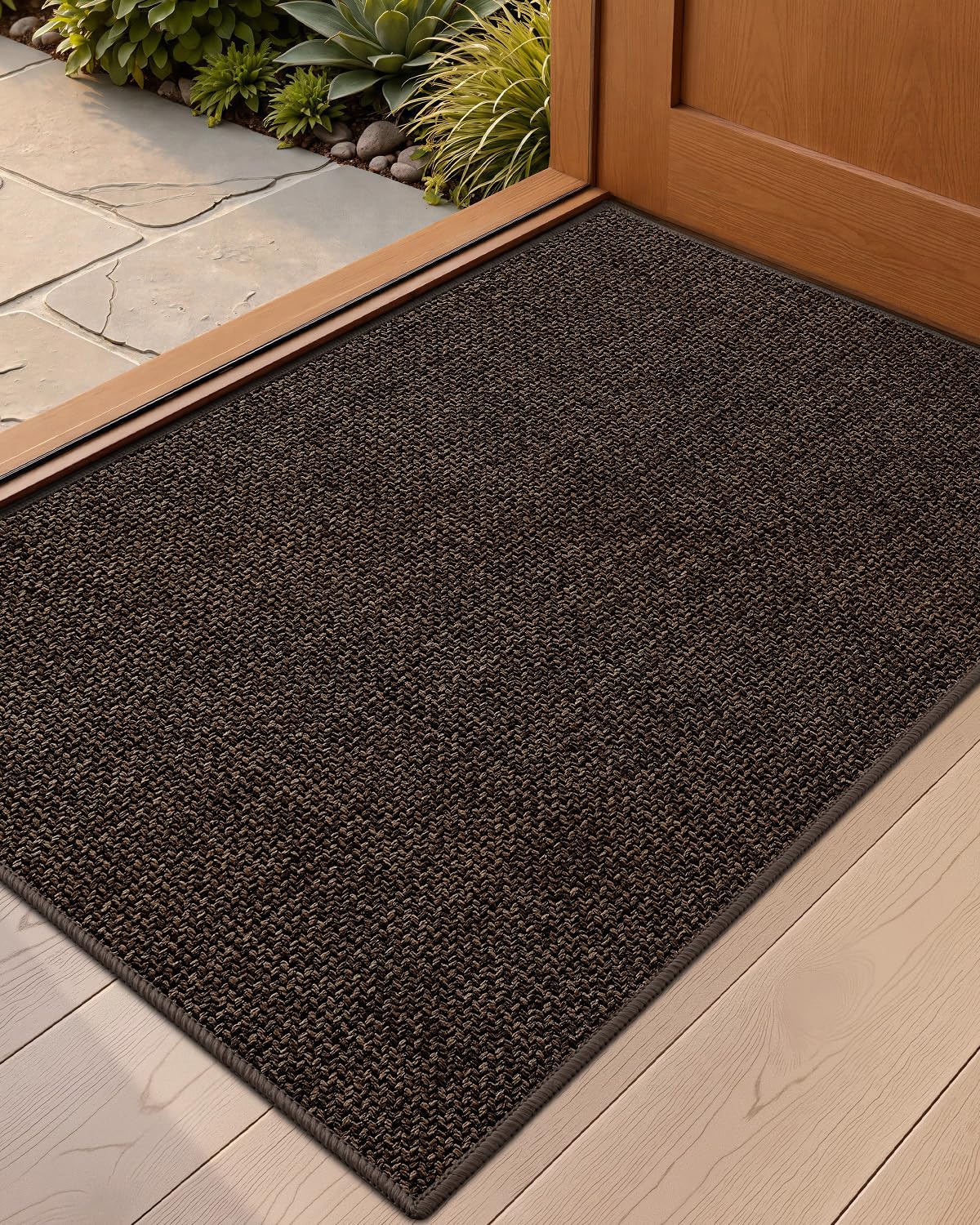 Color&Geometry Ultra-Thin Indoor Door Mat Entrance, 17"x30" Heather Khaki