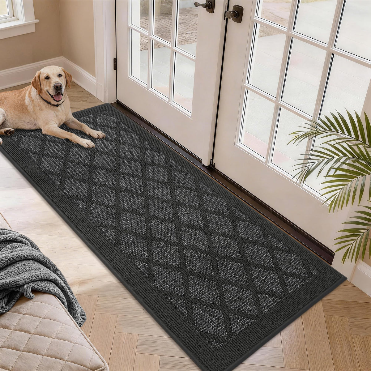 COSY HOMEER Non-Slip Door Mat 20"x32",Entryway Rugs Low Profile,Beige