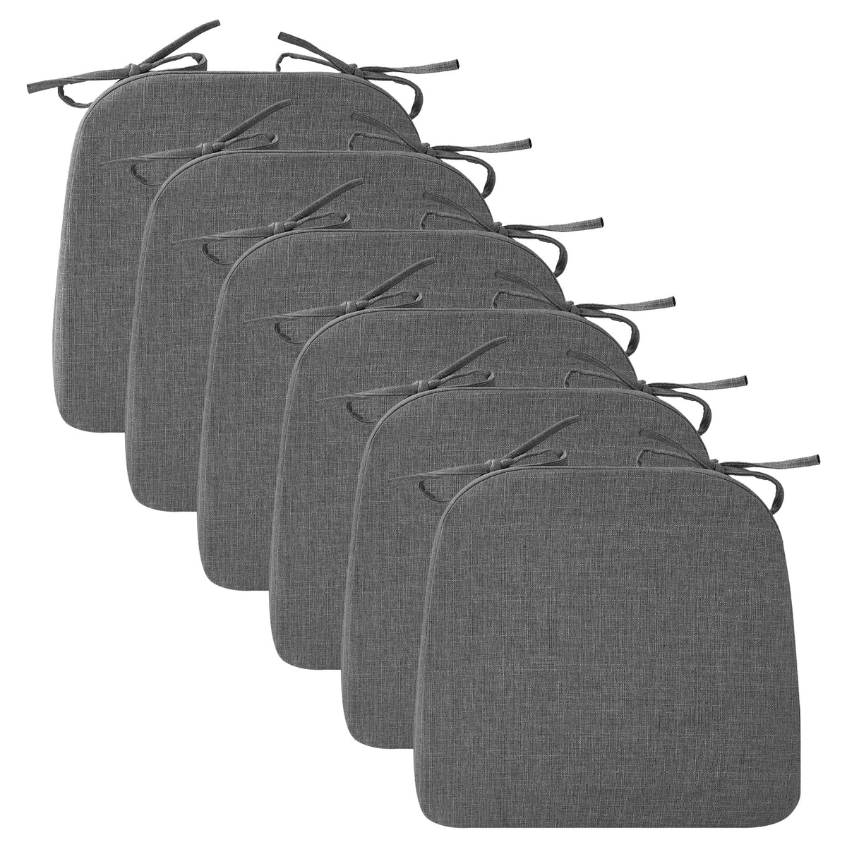Ruqmuis Chair Cushions for Dining Chairs, 2" Thick Seat Cushions for Kitchen Chairs, D-Shaped Chair Pads with Washable Cover, Ties and Non Slip Backing, 17'' x 16'', Set of 4, Beige