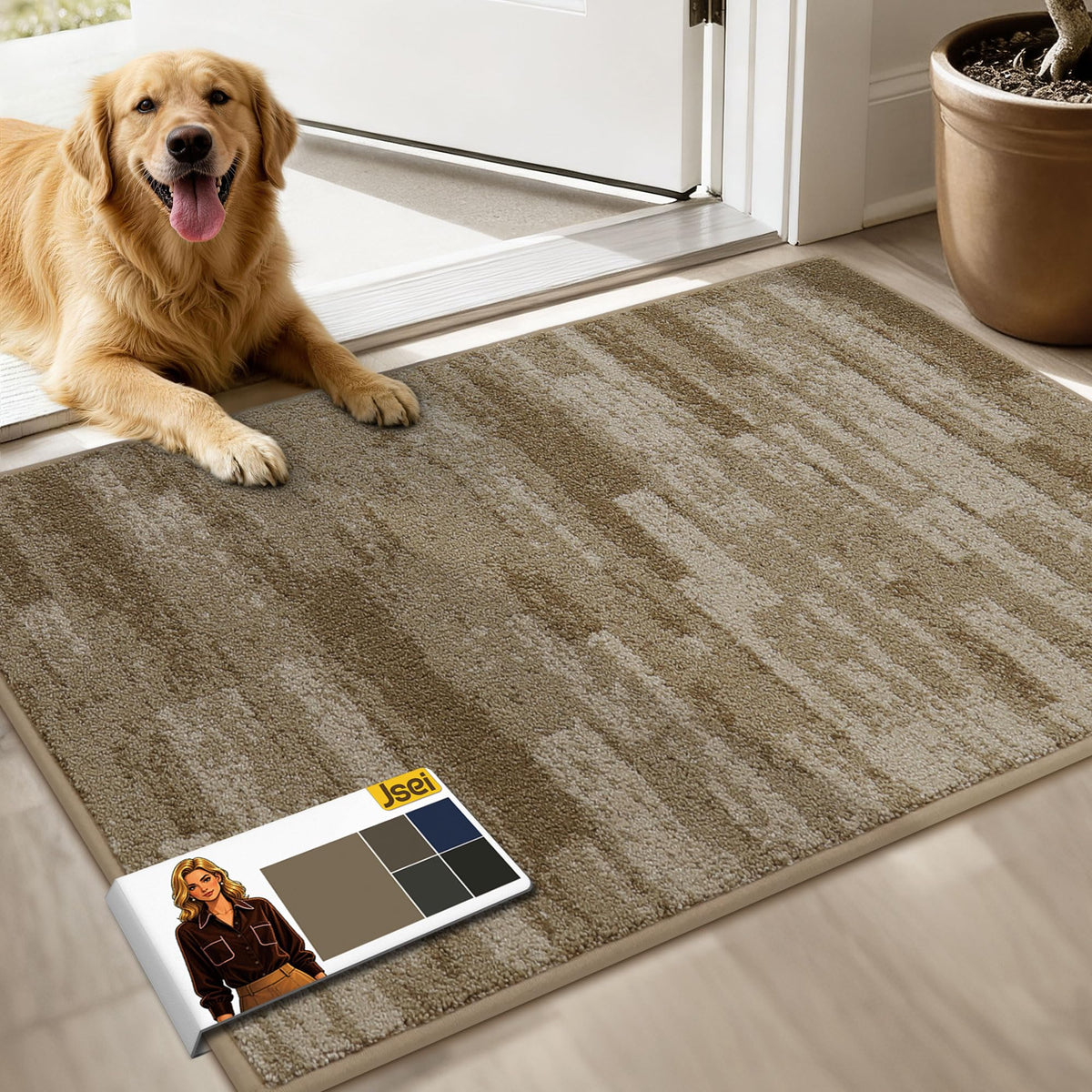 JSEI Dirt Trapper Door Mat 24"x36", Non-Slip Doormat, Blue