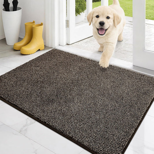 PURRUGS Dirt Trapping Indoor Door Mat, 24" x 35.5", Heathered Brown