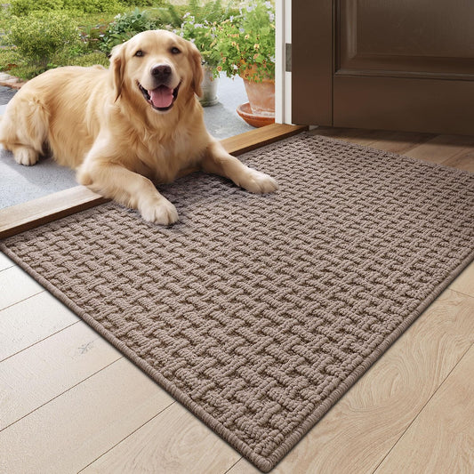 DEXI Door Mat Indoor Entrance 24x36, Entryway Doormats, Beige