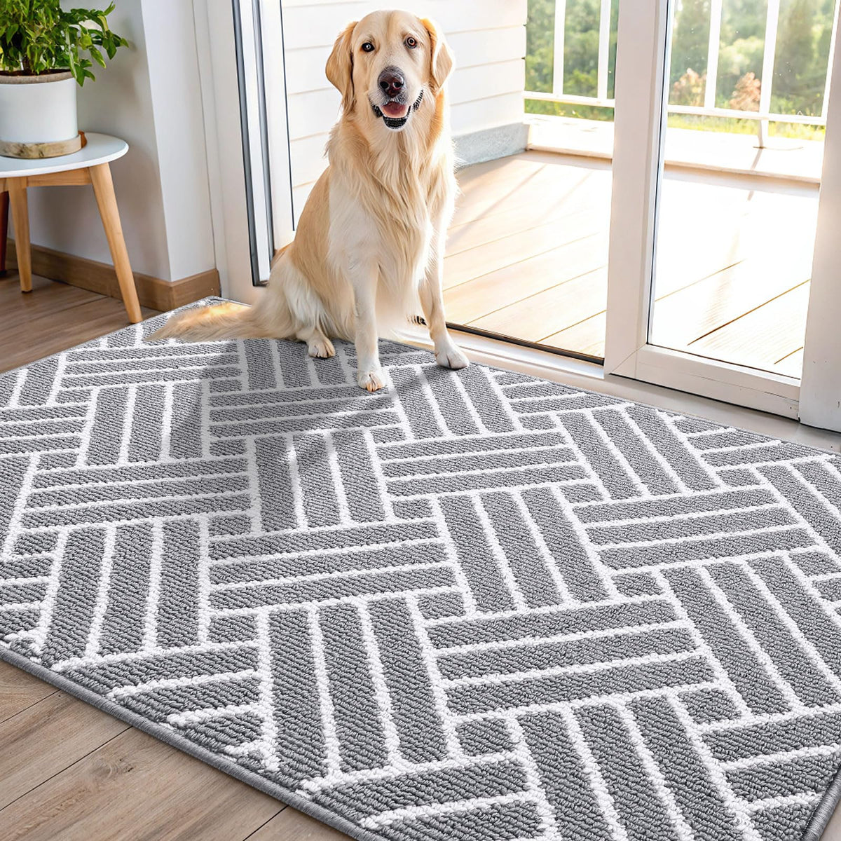 OLANLY Indoor Door Mat 32x20, Low-Profile Dirt Resistant Doormat, Grey