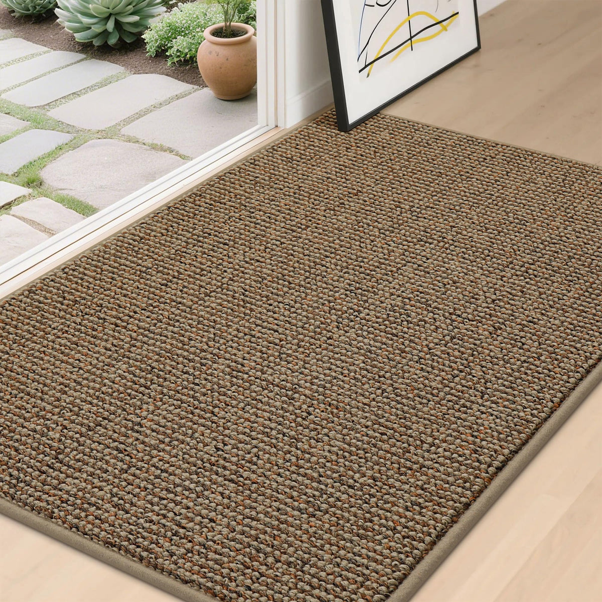 BEQHAUSE Dirt Trapper Door Mat 24" x 36", Non-Slip Washable Doormats, Beige