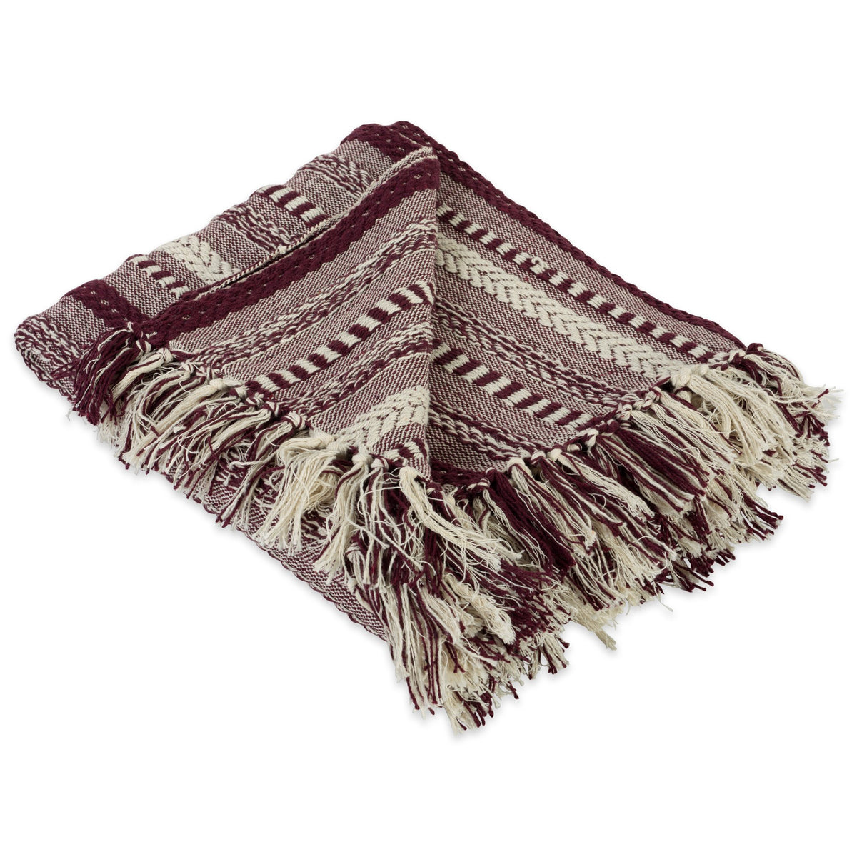 DII Braided Striped Throw Blanket, 50x60, Stone on Cream