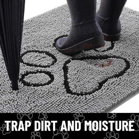 Smiry Dog Door Mat for Muddy Paws, Absorbent Non Slip Dirt Trapper, 30x20