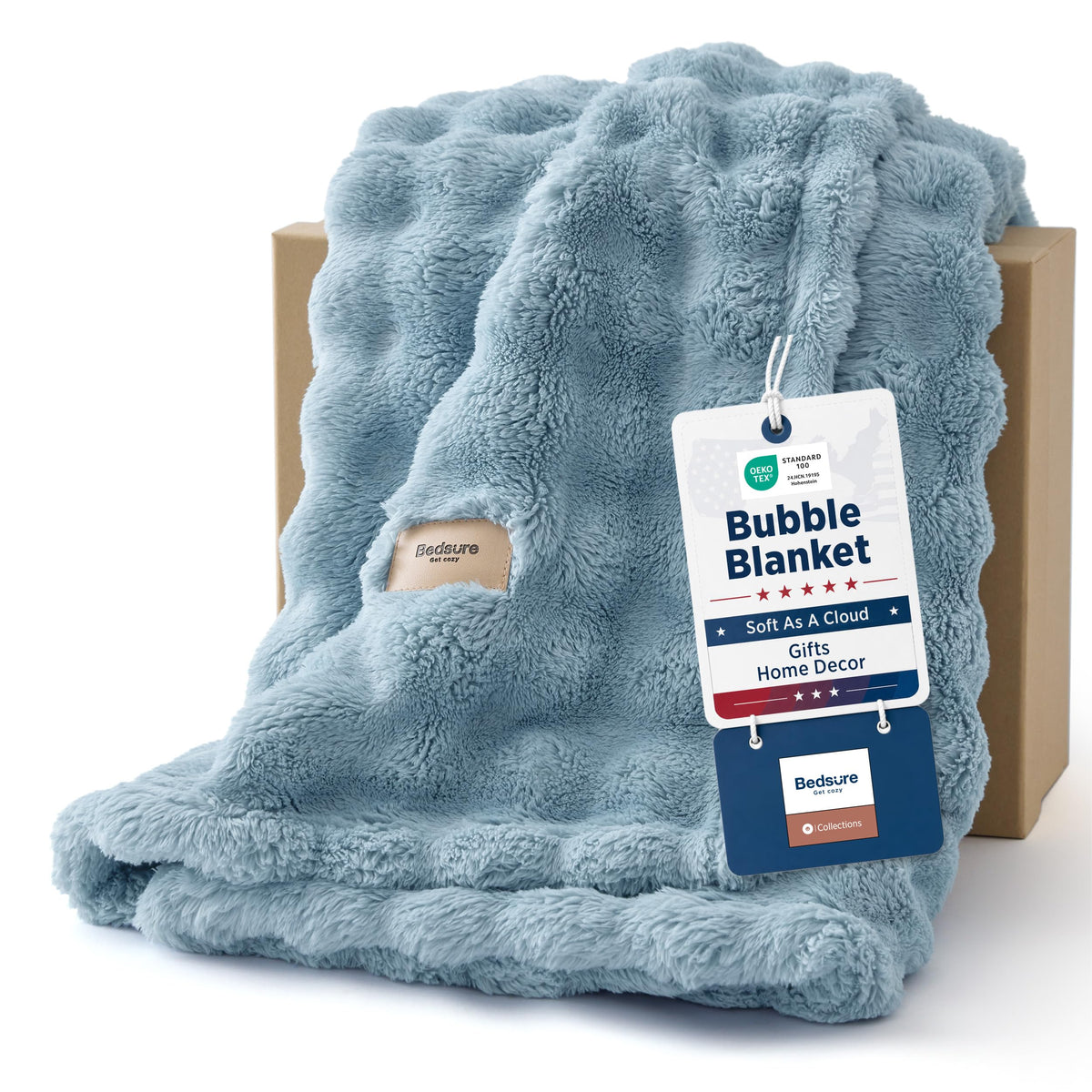 Bedsure Cloud Bubble Blanket, Soft Cozy Throw, Beige, 50"×60"
