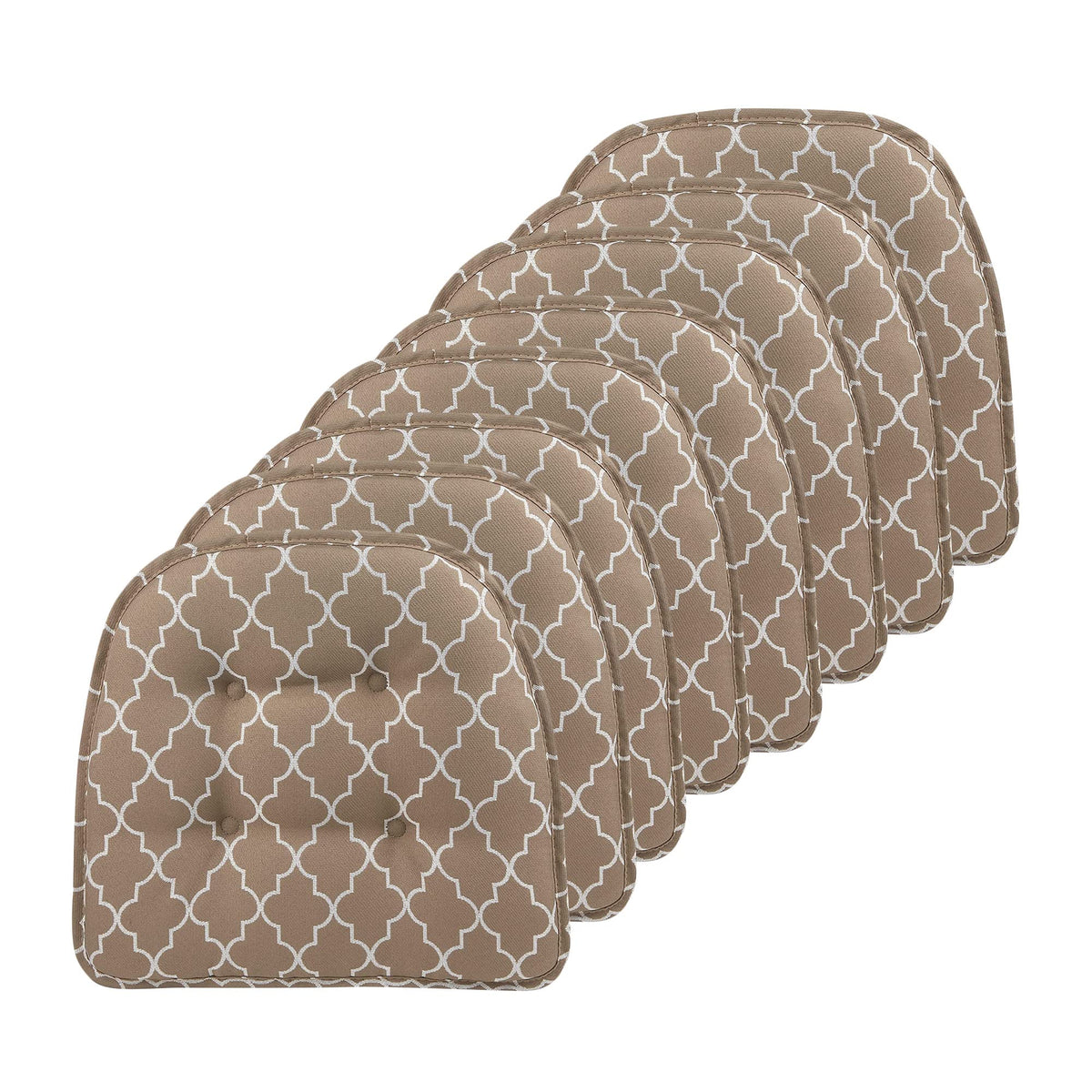 Klear Vu Omega Non-Slip Chair Cushions, Assembled in USA, U-Shaped Skid-Proof Seat Pads for Dining Room, Kitchen, Office, 15"x16" 4 Pack Slub Natural 4 Count
