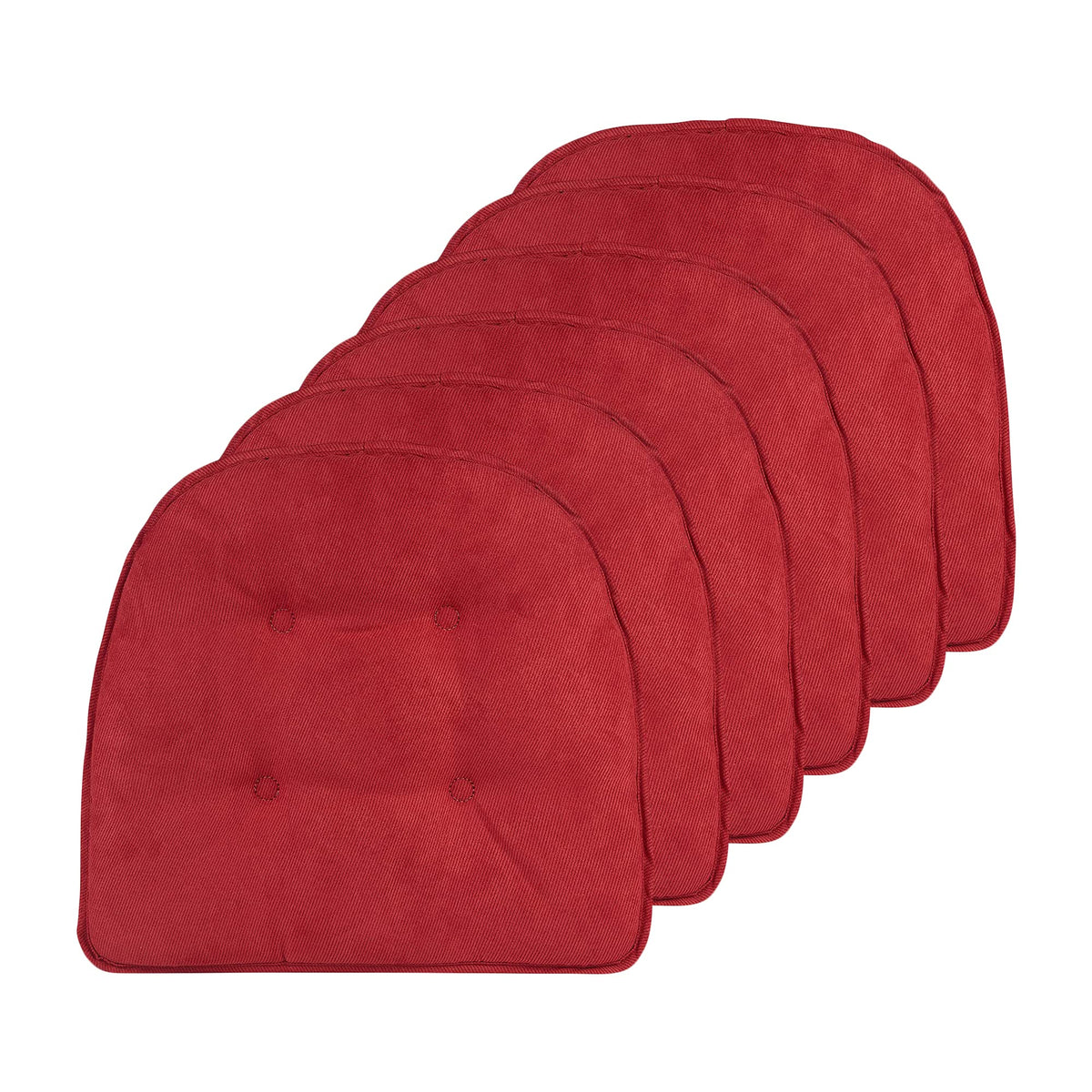 Klear Vu Omega Non-Slip Chair Cushions, Assembled in USA, U-Shaped Skid-Proof Seat Pads for Dining Room, Kitchen, Office, 15"x16" 4 Pack Slub Natural 4 Count