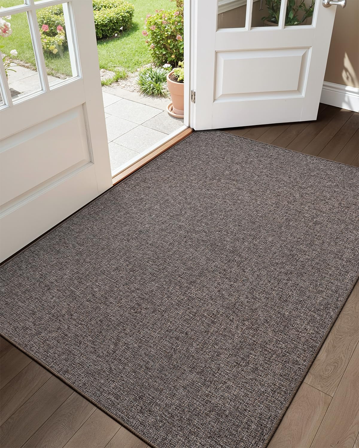 Color&Geometry Ultra-Thin Indoor Door Mat Entrance, 17"x30" Heather Khaki