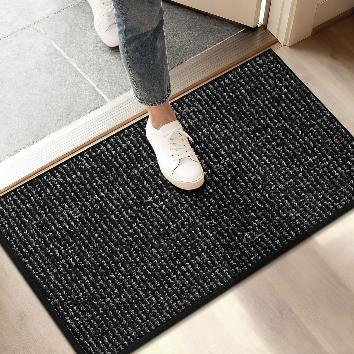 BEQHAUSE Dirt Trapper Door Mat 24" x 36", Non-Slip Washable Doormats, Beige