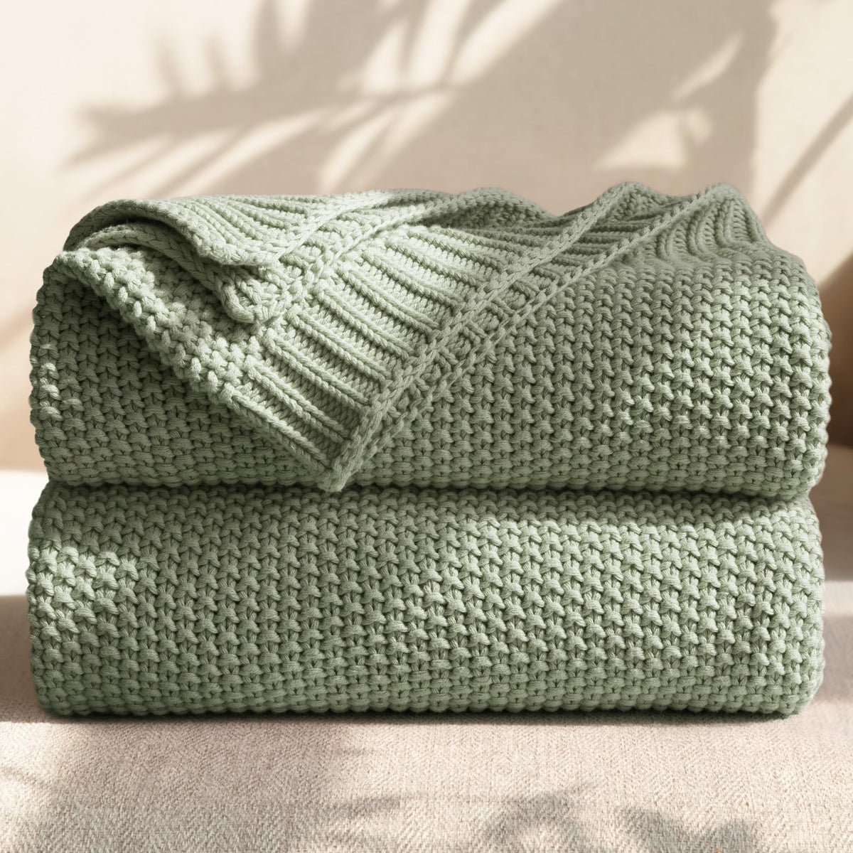 100% Cotton Cable Knit Throw Blanket, Lightweight Soft Knit Blanket for Sofa Couch Bed, Breathable All-Season Throw, Cozy Decorative Blanket, 50 x 60 Inch,Taupe