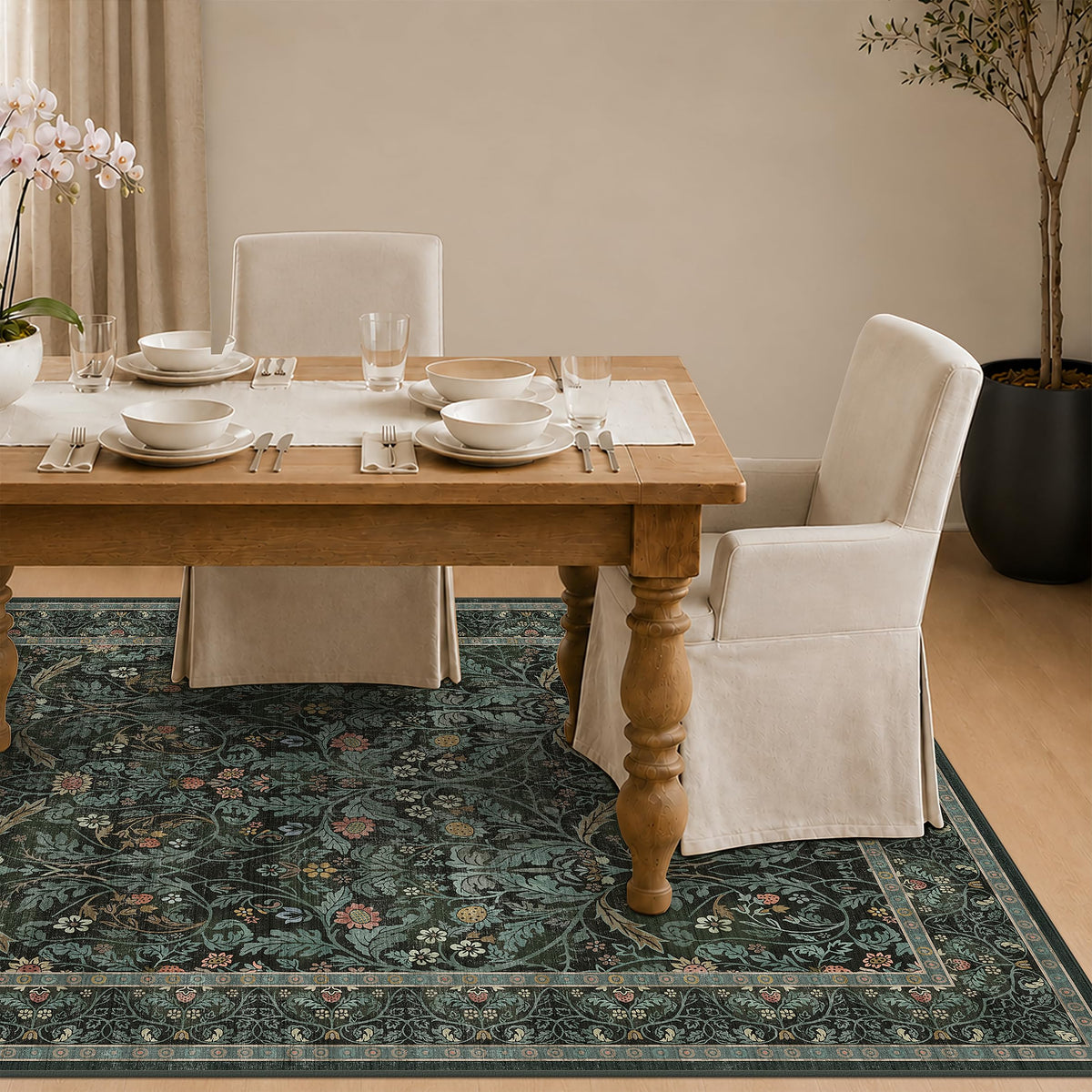 Dark Brown 2x3 Washable Entry Rug, Throw Small Rugs for Entryway Kitchen Bathroom Indoor Door Mat, Farmhouse Floral & Botanical Door Mats, Low Pile Soft Stain Resistant Carpet