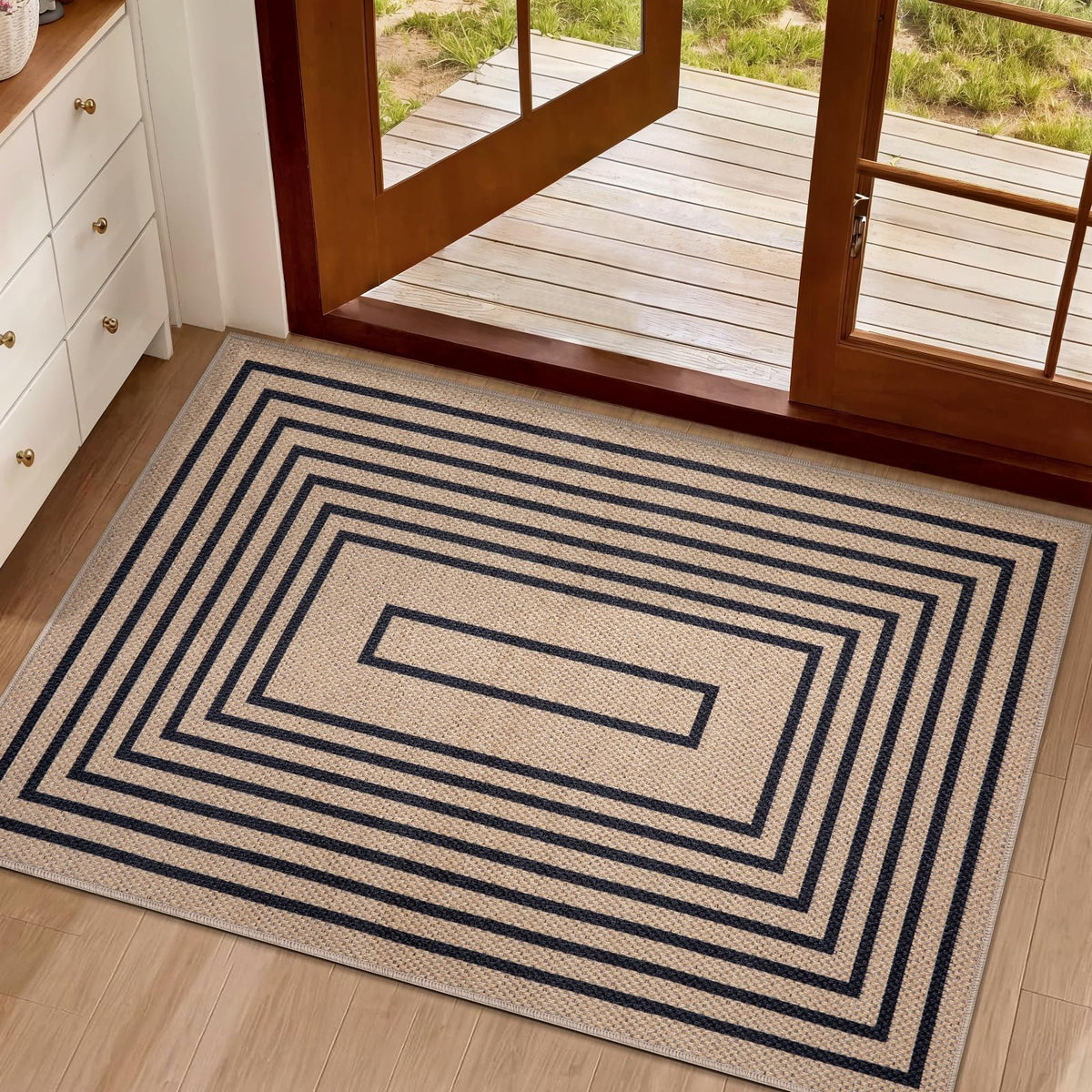 Tangsoo Easy Jute 2x3 Small Outdoor Rug,Washable Non-Slip Entryway Door Mat