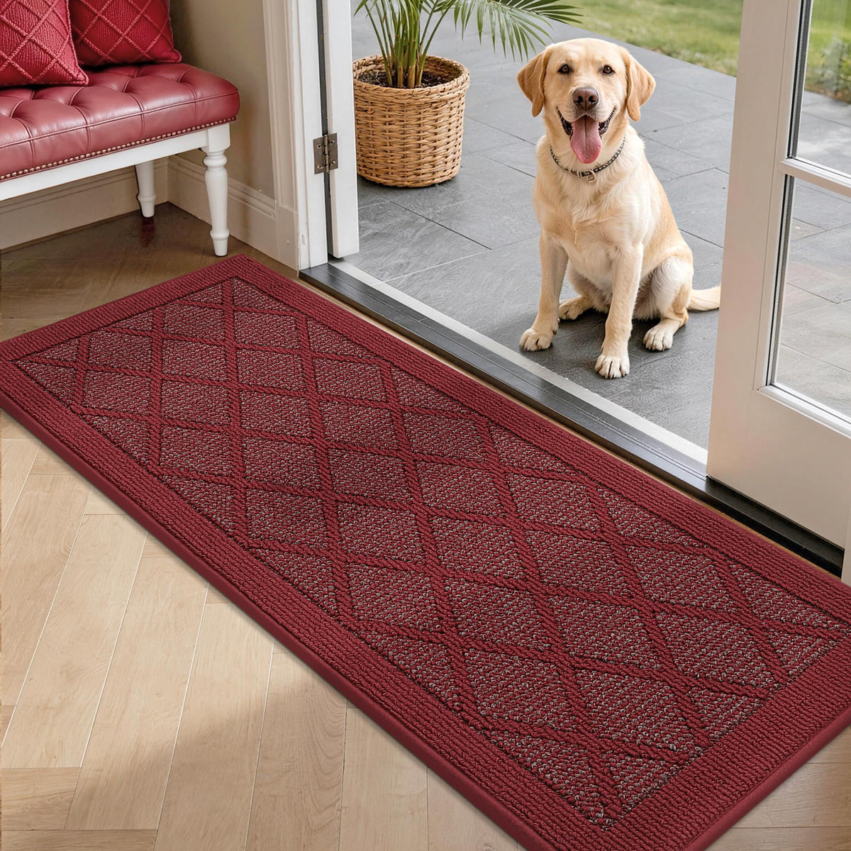 COSY HOMEER Non-Slip Door Mat 20"x32",Entryway Rugs Low Profile,Beige