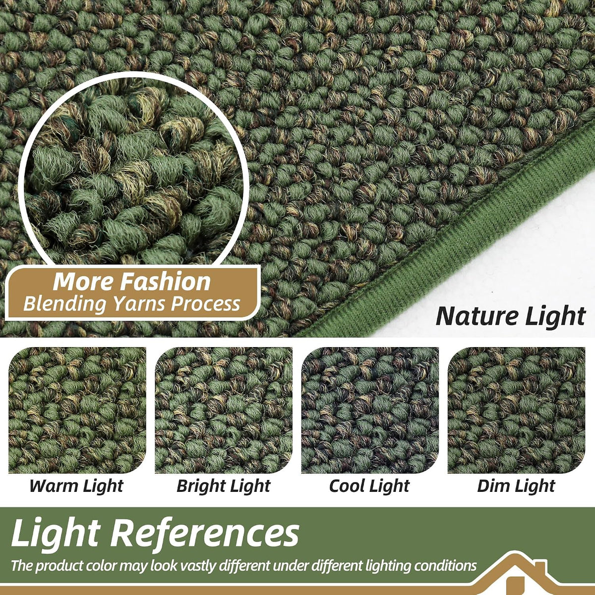 BEQHAUSE Dirt Trapper Door Mat 20" x 32", Non-Slip Washable Doormats, Green