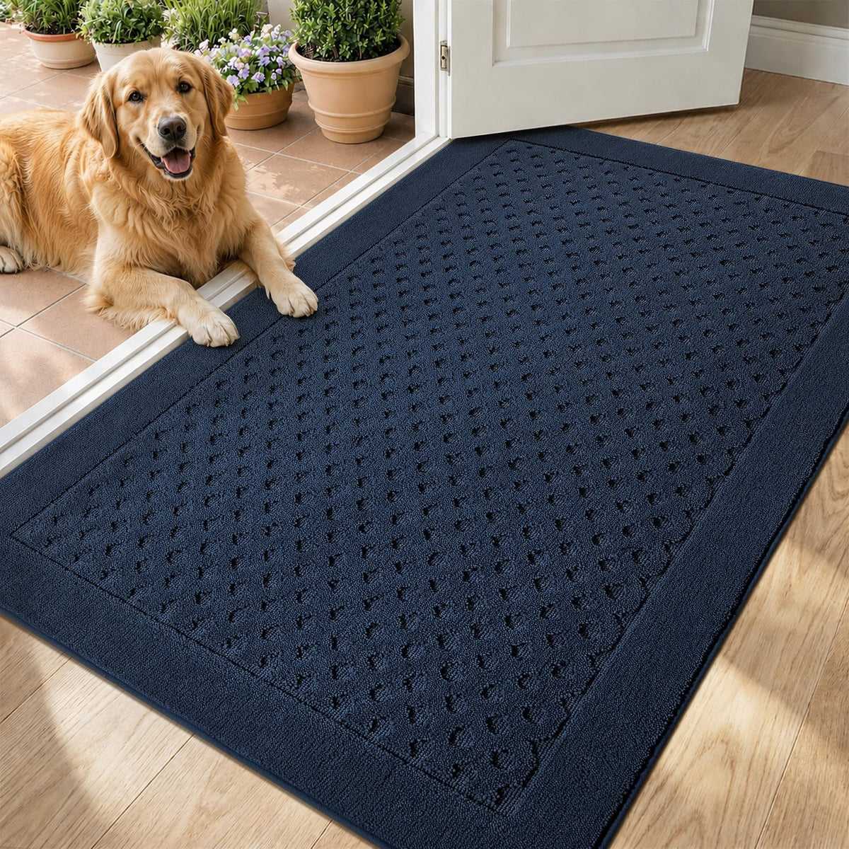 Dirt Trapper Door Mat 24"x 36", Non-Slip Entryway Rugs, Beige
