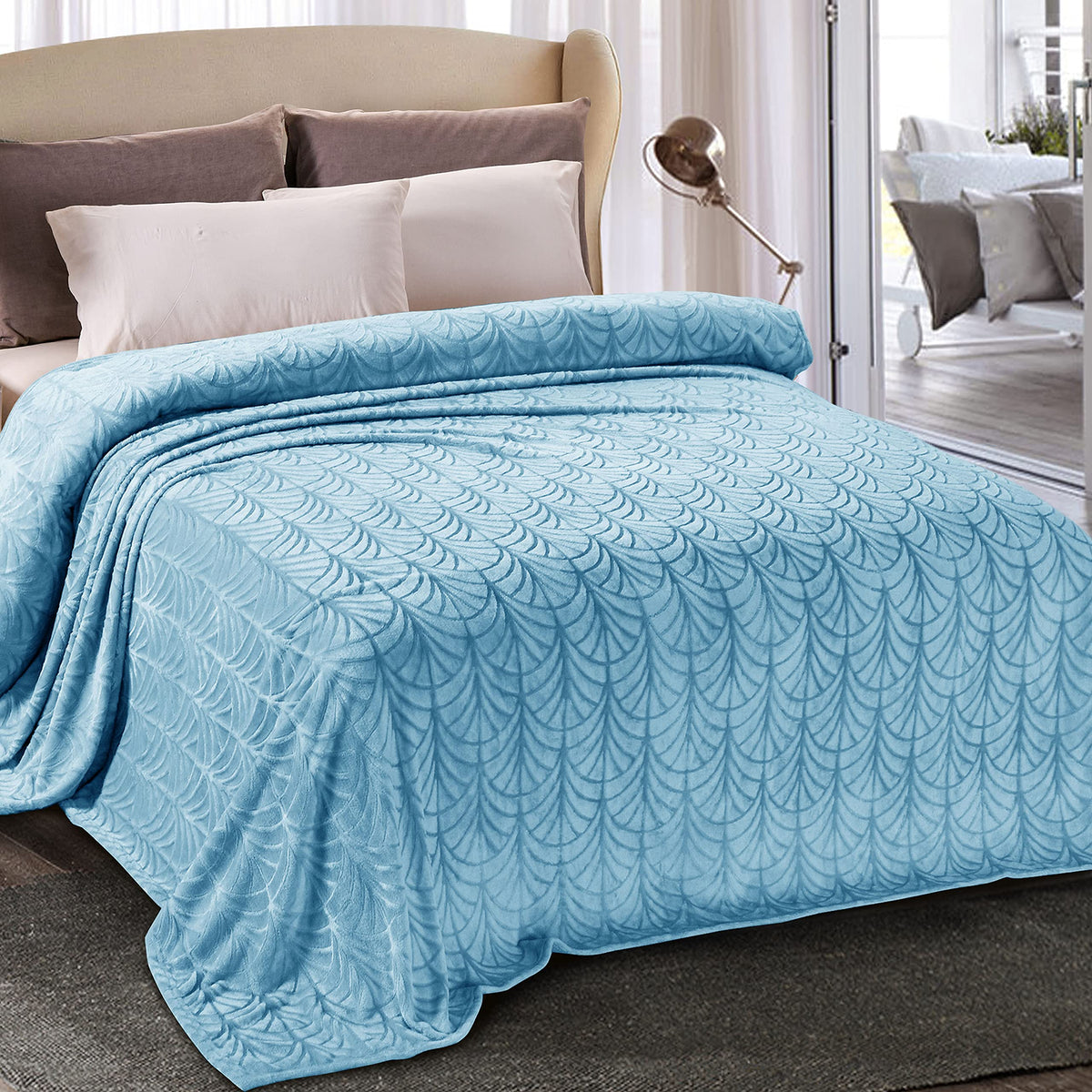 Whale Flotilla Soft Flannel Fleece Throw Blanket for Couch, Olive Green