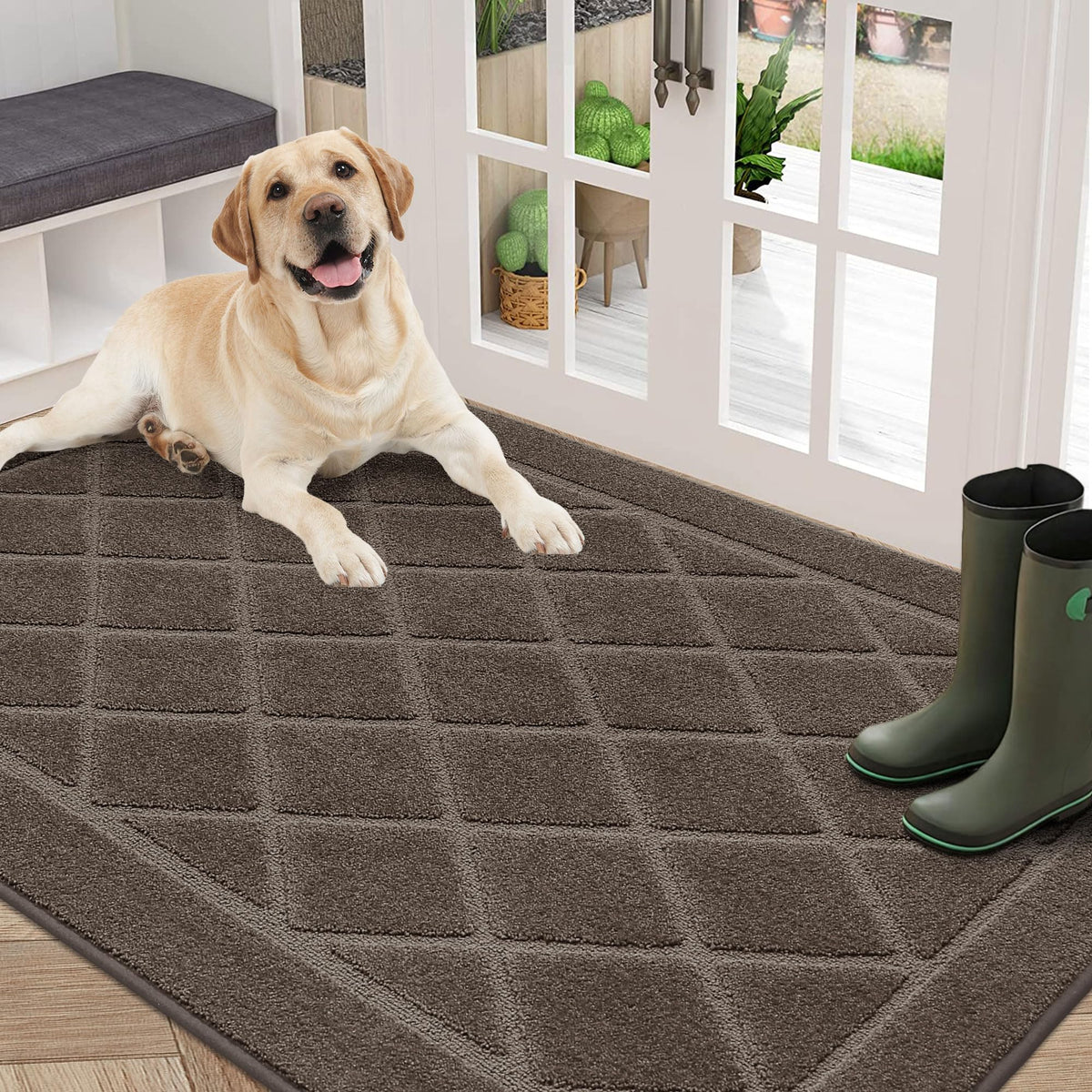 BEQHAUSE Dirt Trapper Door Mat 20" x 32", Doormat Non-Slip, Navy Blue