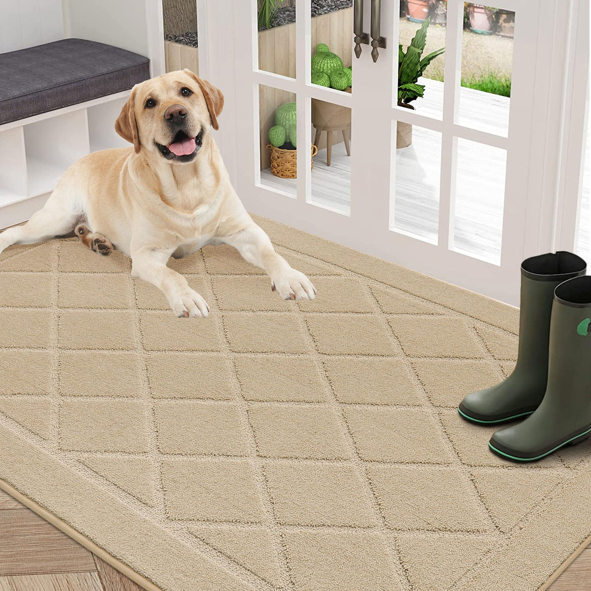 BEQHAUSE Dirt Trapper Door Mat 32" x 48", Doormat Non-Slip, Dark Grey