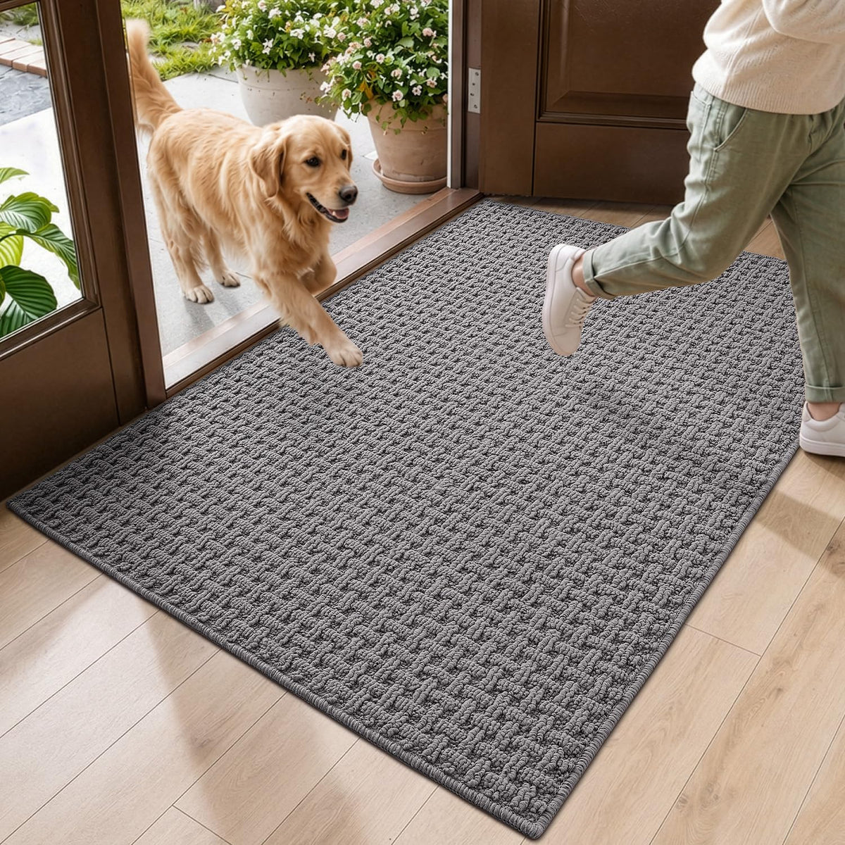 DEXI Door Mat Indoor Entrance 24x36, Entryway Doormats, Beige