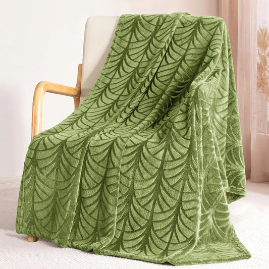 Whale Flotilla Soft Flannel Fleece Throw Blanket for Couch, Olive Green