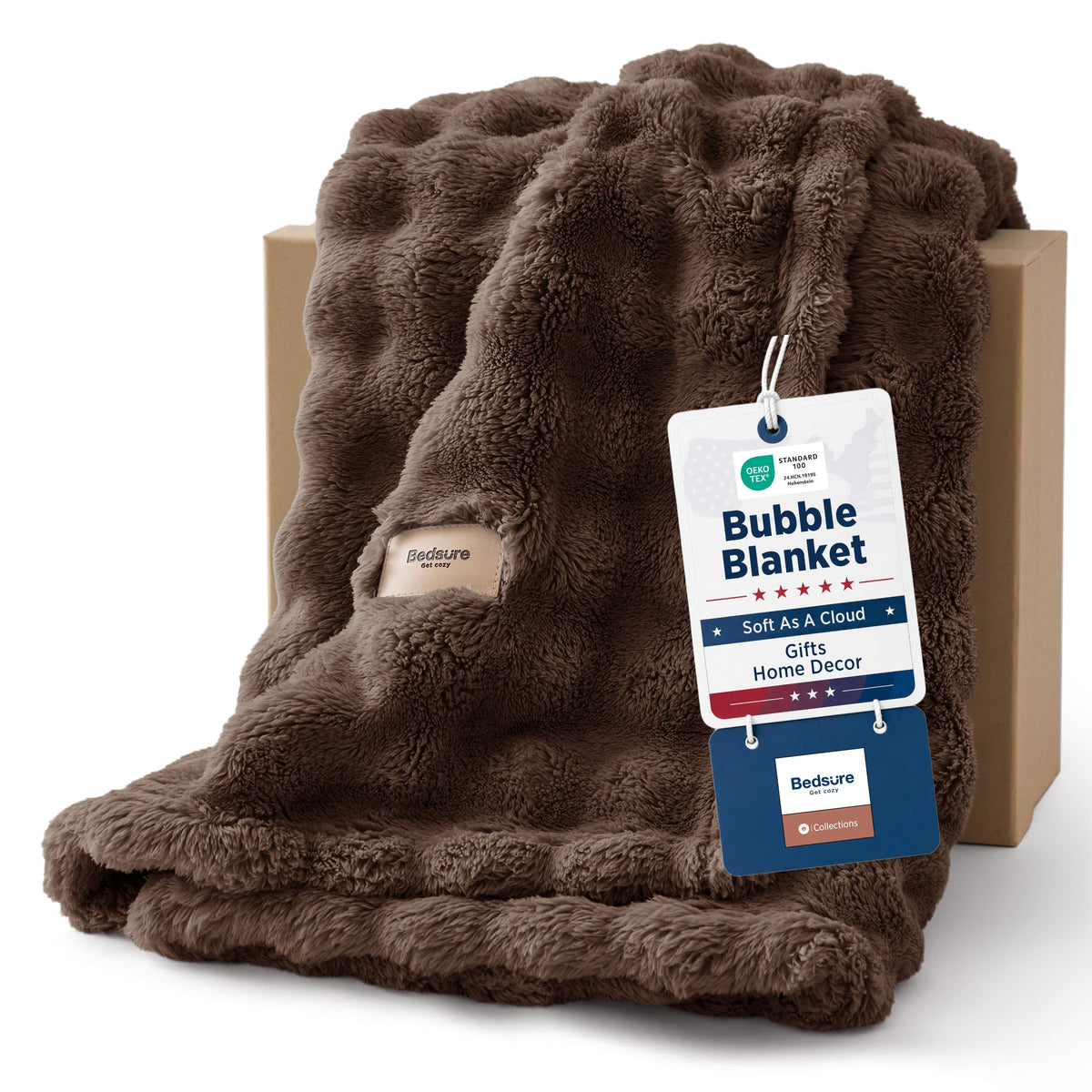 Bedsure Cloud Bubble Blanket, Soft Cozy Throw, Beige, 50"×60"