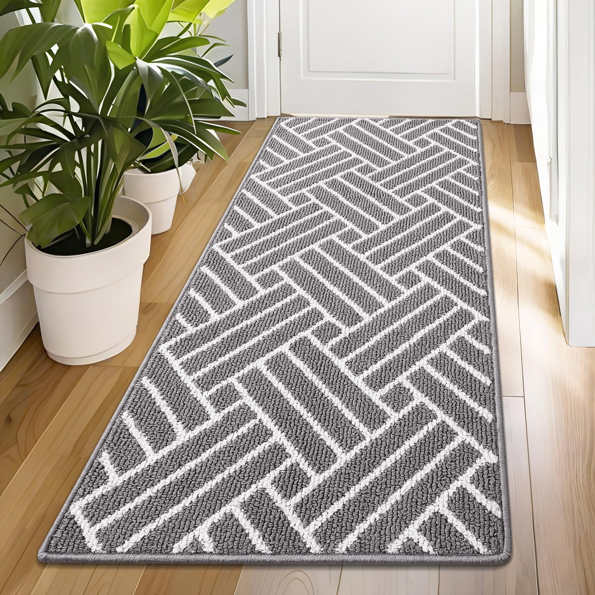 OLANLY Indoor Door Mat 32x20, Low-Profile Dirt Resistant Doormat, Grey