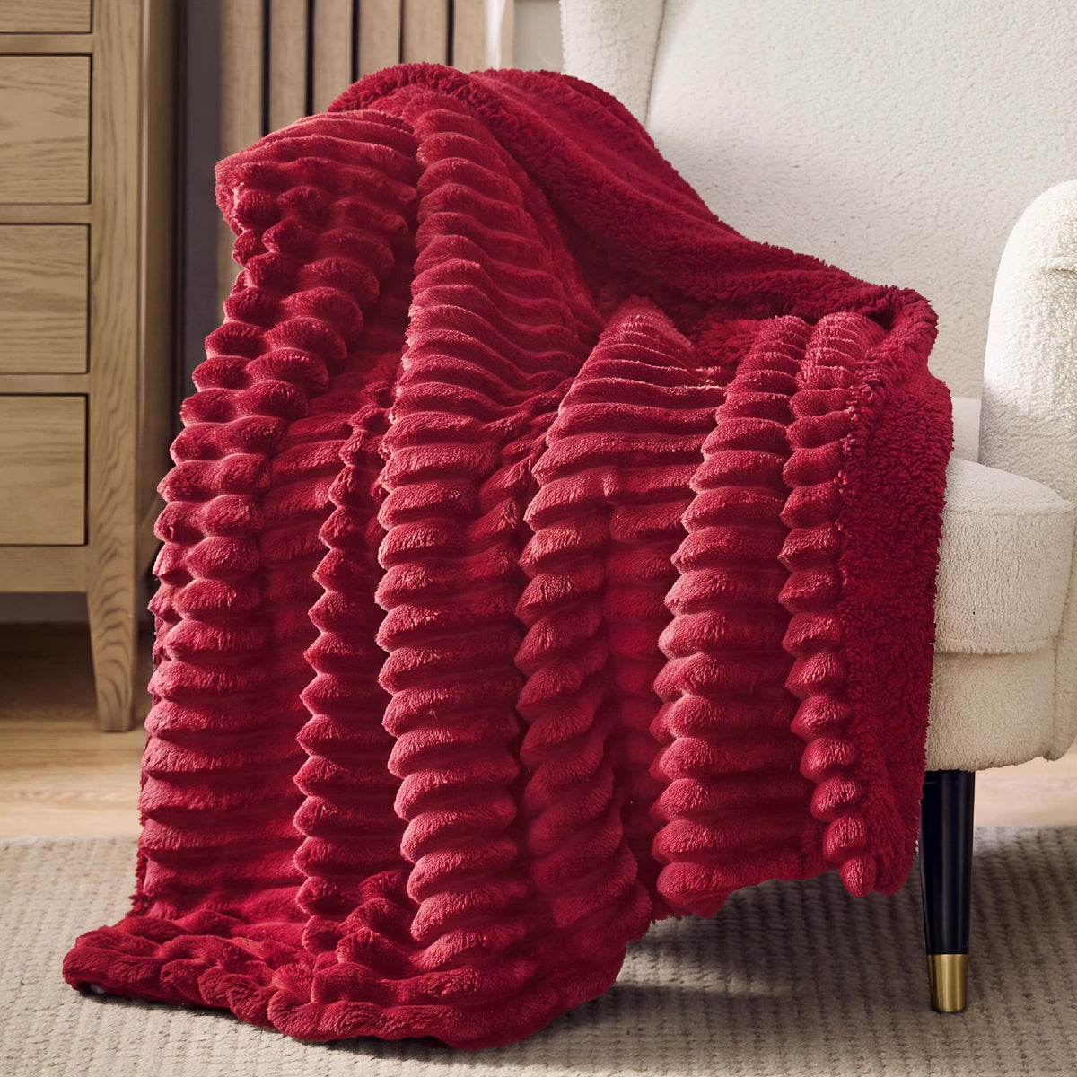 Bedsure Sherpa Throw Blanket for Couch - Super Soft, Comfort Cozy Fleece Thick Warm Blanket for Women, GentleSoft Plush & Fluffy Winter Throw Gift for Women, Room Decor, Beige, 50x60 Inches