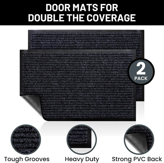 Front Door Mat, Indoor Outdoor Welcome Entryway Doormat, 30x17 Steel Gray