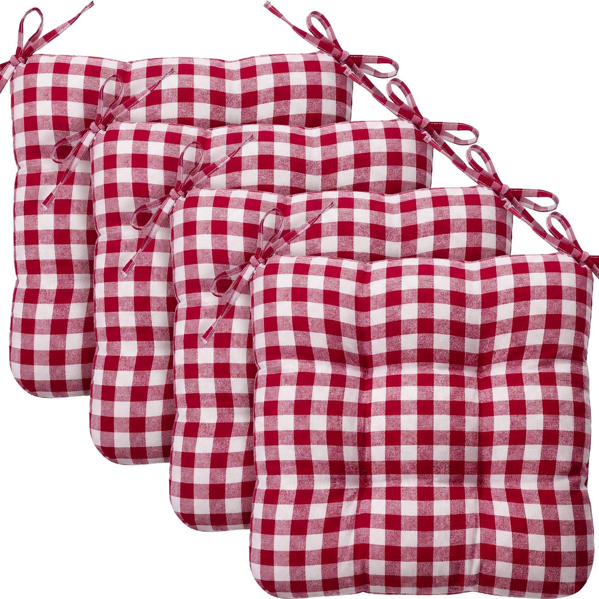 Geetery 4 Pack Chair Cushions, 16" x 15",Black and White,Plaid