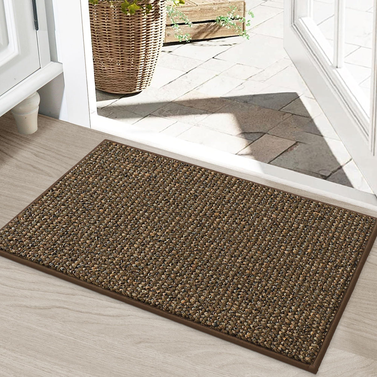 BEQHAUSE Dirt Trapper Door Mat 20" x 32", Non-Slip Washable Doormats, Brown