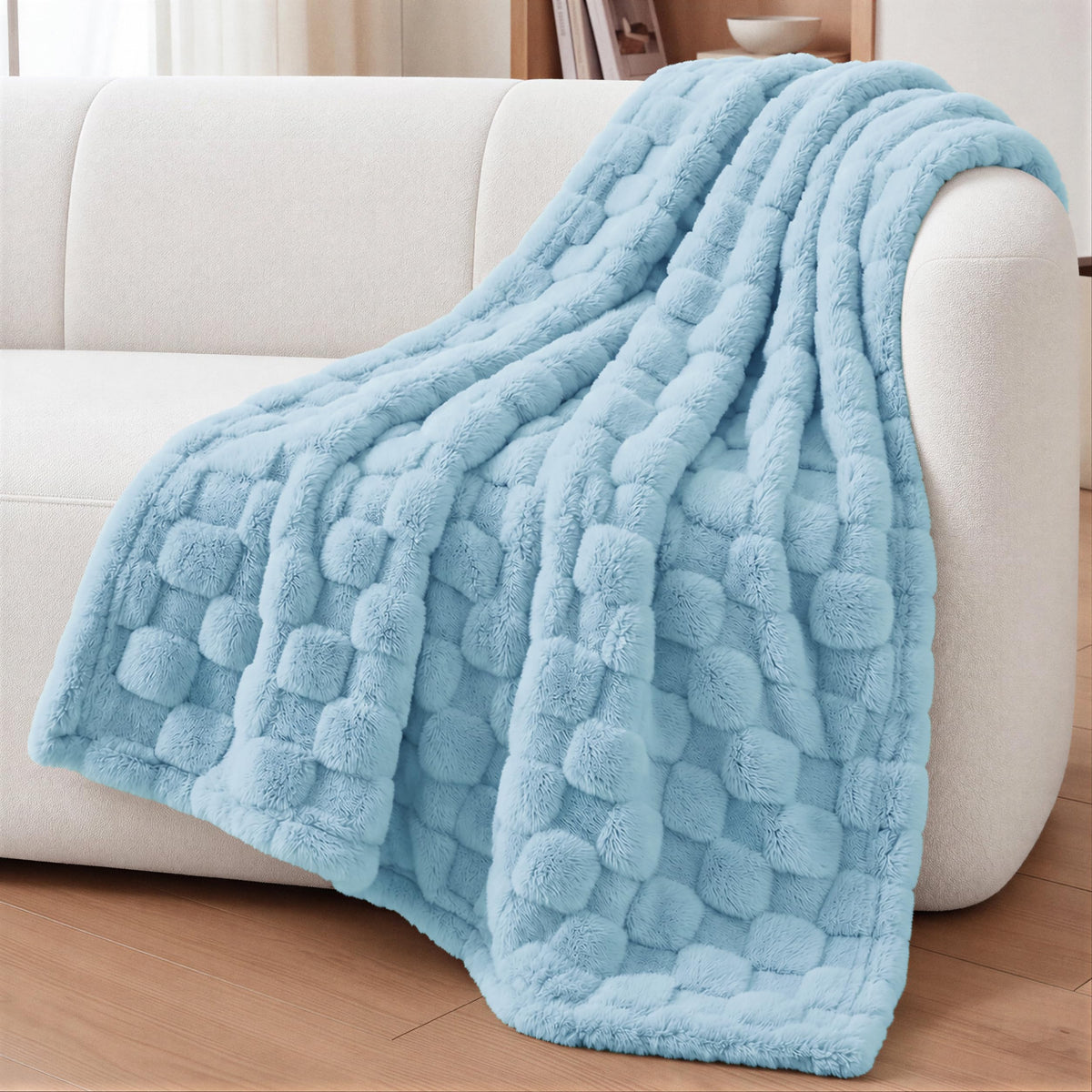 Utopia Bedding Plush Checkered Fleece Blanket Cool Grey Throw, 50x60 Inch