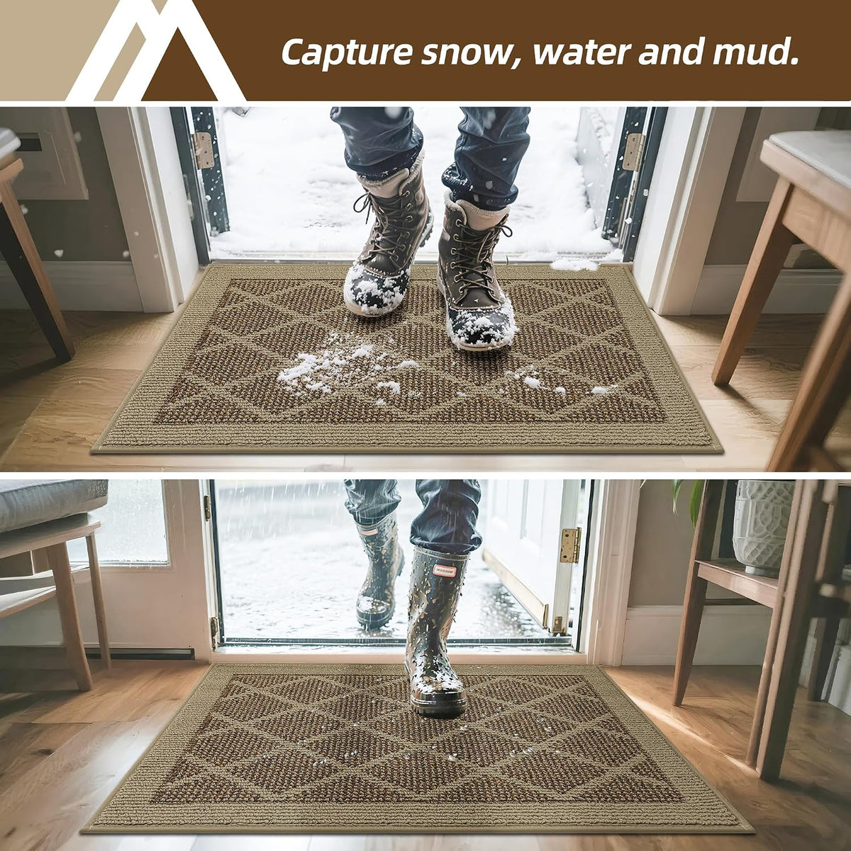 COSY HOMEER Non-Slip Door Mat 20"x32",Entryway Rugs Low Profile,Beige