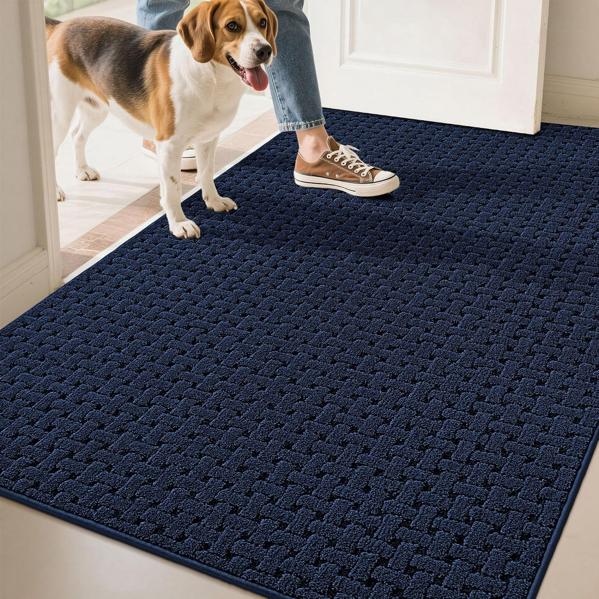 Door Mat Indoor Entrance 36"x60", Non-Slip Entryway Rugs, Blue