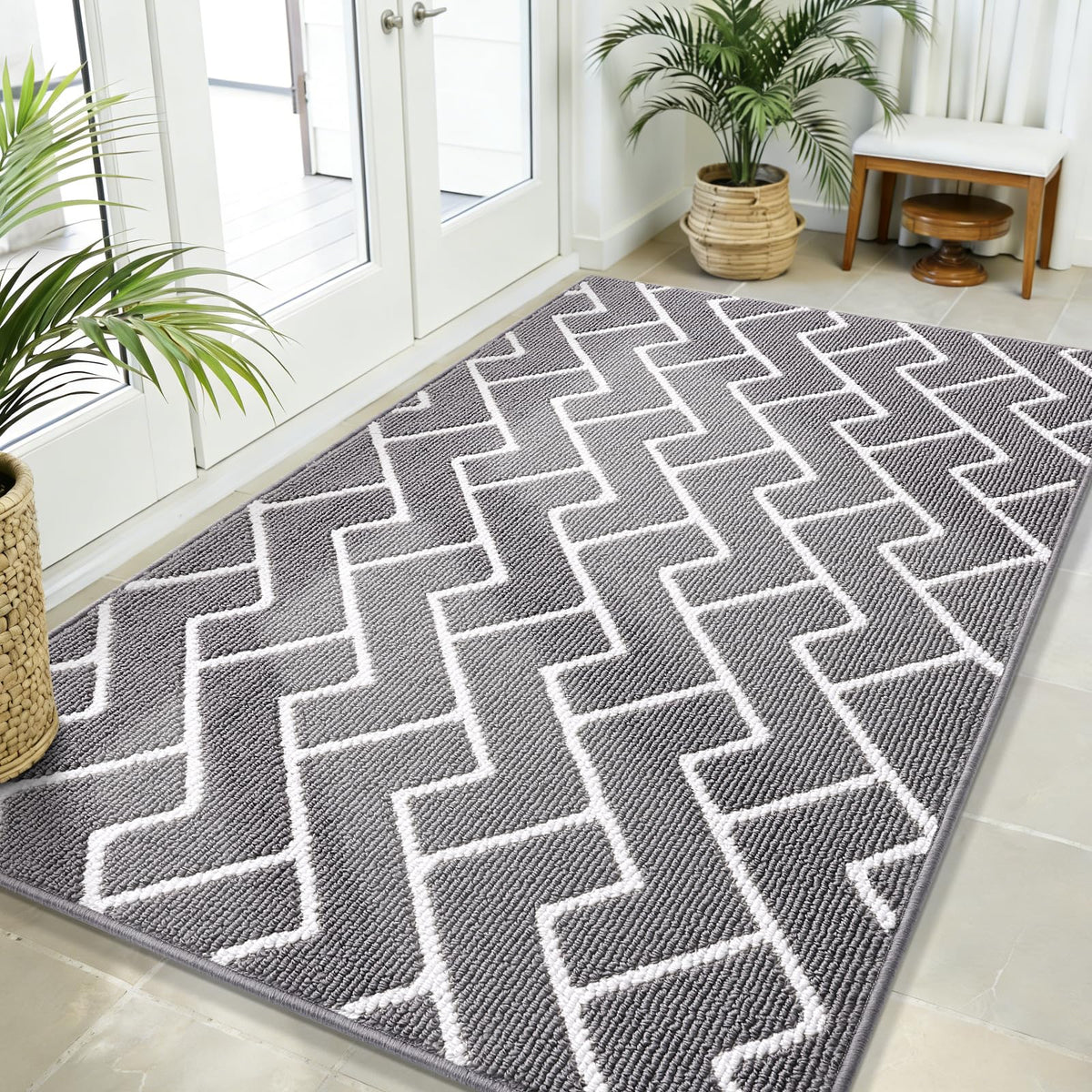 OLANLY Indoor Door Mat 32x20, Low-Profile Dirt Resistant Doormat, Grey