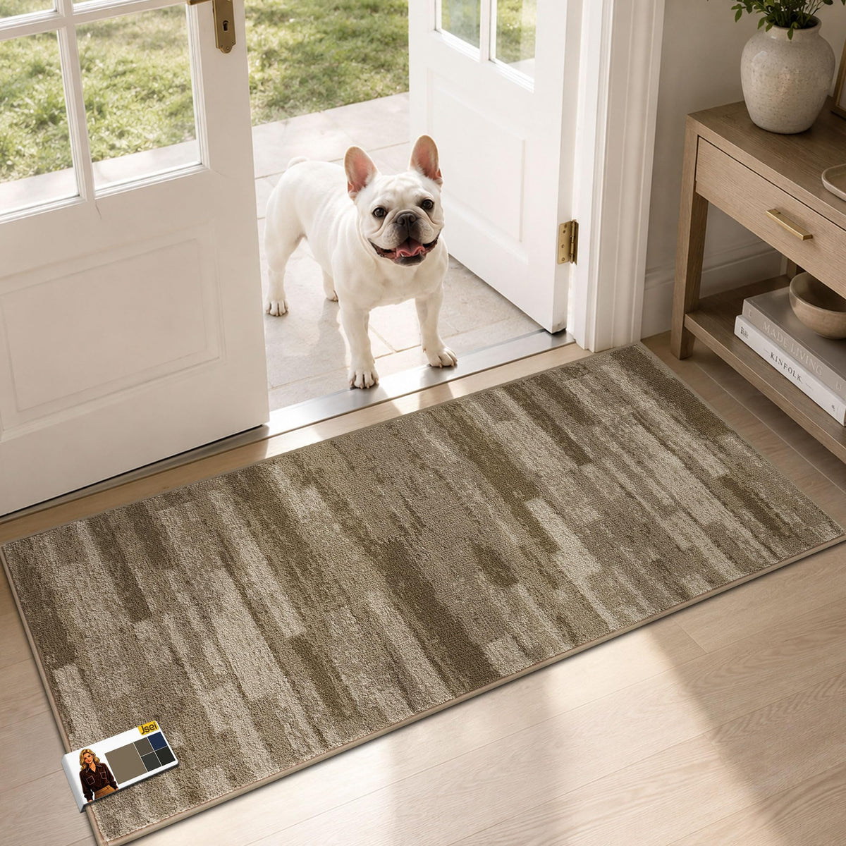 JSEI Dirt Trapper Door Mat 24"x36", Non-Slip Doormat, Blue