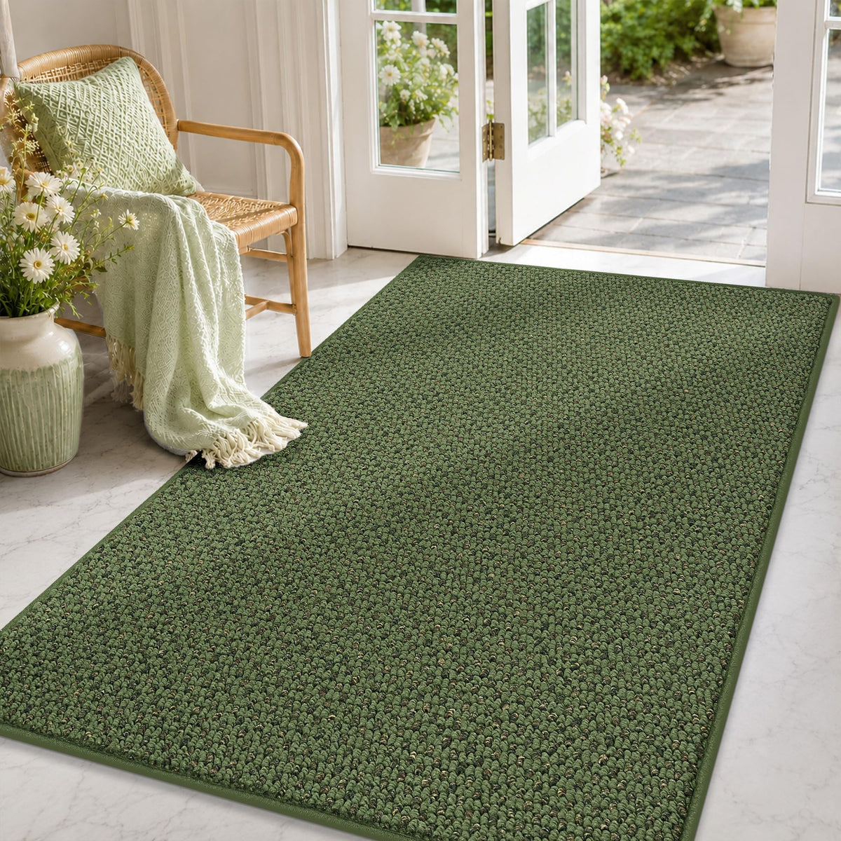 COSY HOMEER Door Mat Non-Slip Entryway Rugs Dirt Trapper, 17"x30", Beige