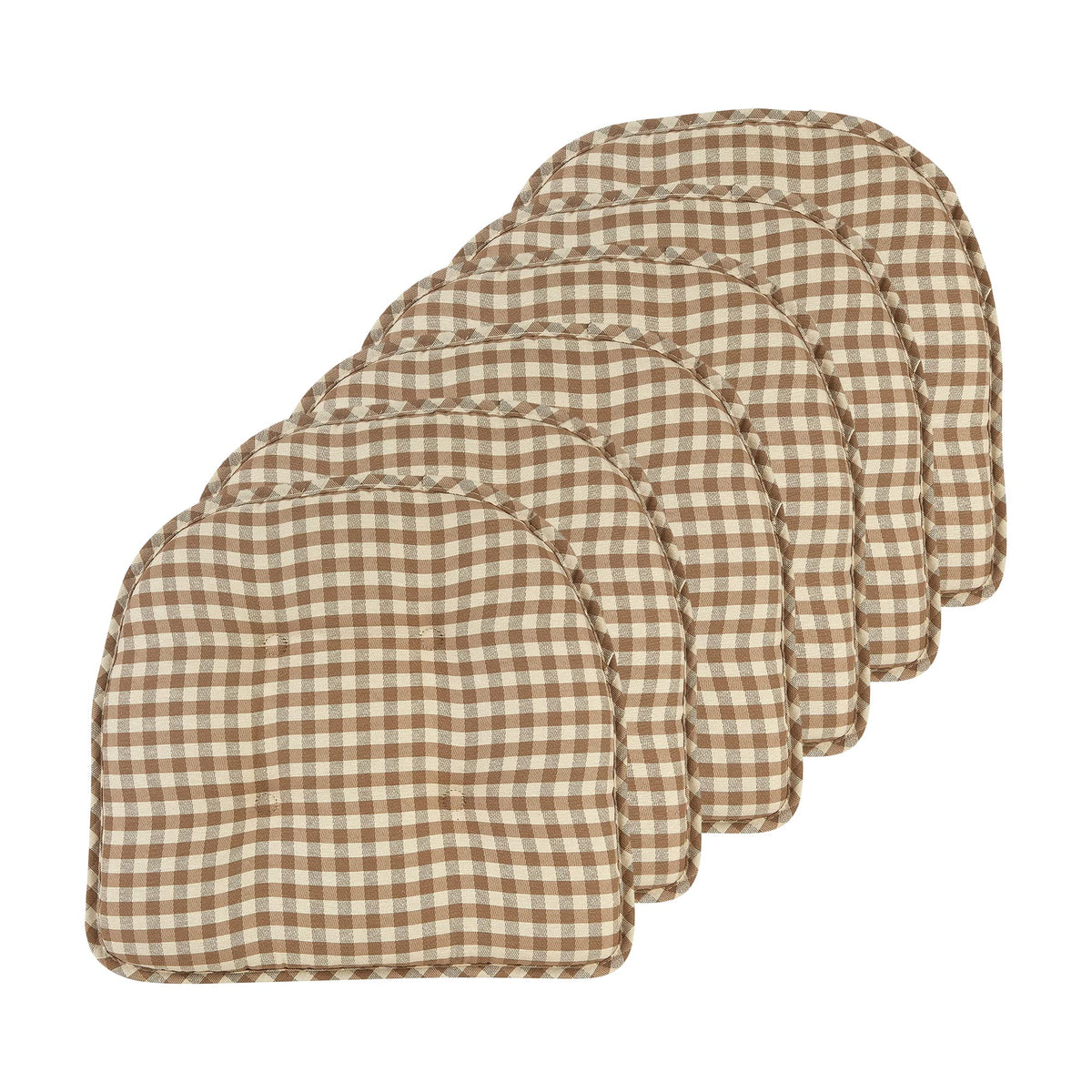 Klear Vu Omega Non-Slip Chair Cushions, Assembled in USA, U-Shaped Skid-Proof Seat Pads for Dining Room, Kitchen, Office, 15"x16" 4 Pack Slub Natural 4 Count