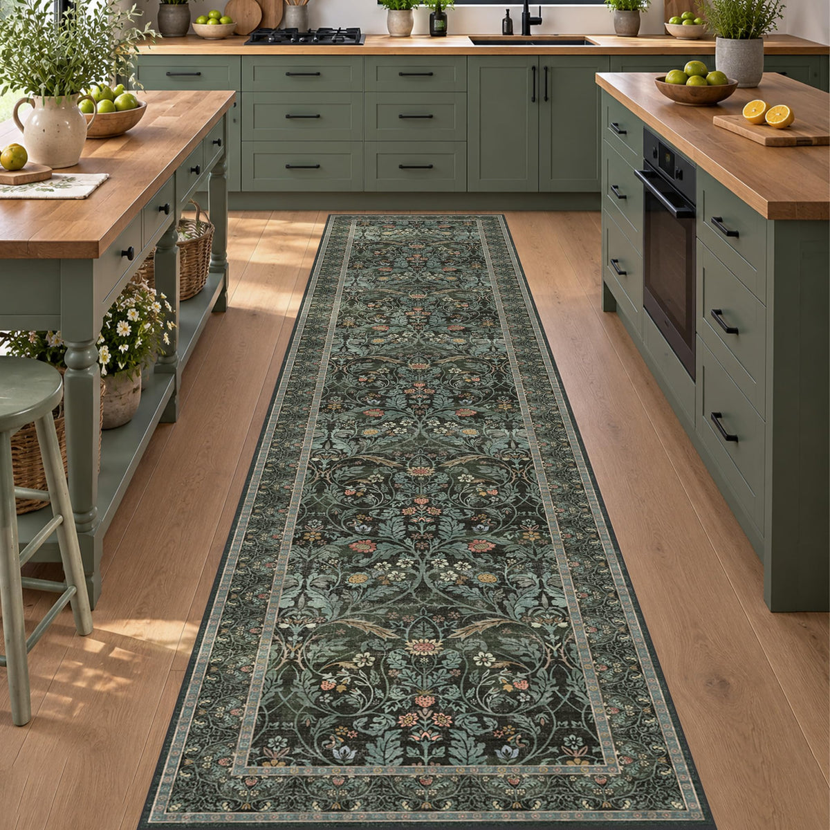 Dark Brown 2x3 Washable Entry Rug, Throw Small Rugs for Entryway Kitchen Bathroom Indoor Door Mat, Farmhouse Floral & Botanical Door Mats, Low Pile Soft Stain Resistant Carpet