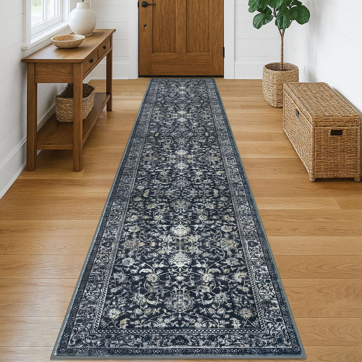 KILOCOCO 2x3 Washable Rug Small Entryway Rugs Indoor Door Mat, Blue/Navy