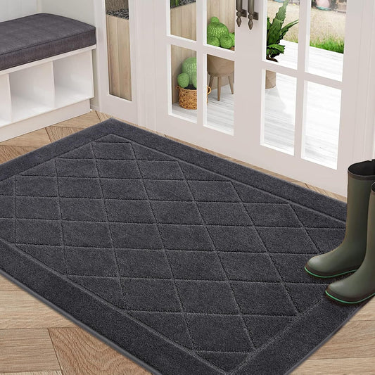 BEQHAUSE Dirt Trapper Door Mat 32" x 48", Doormat Non-Slip, Dark Grey
