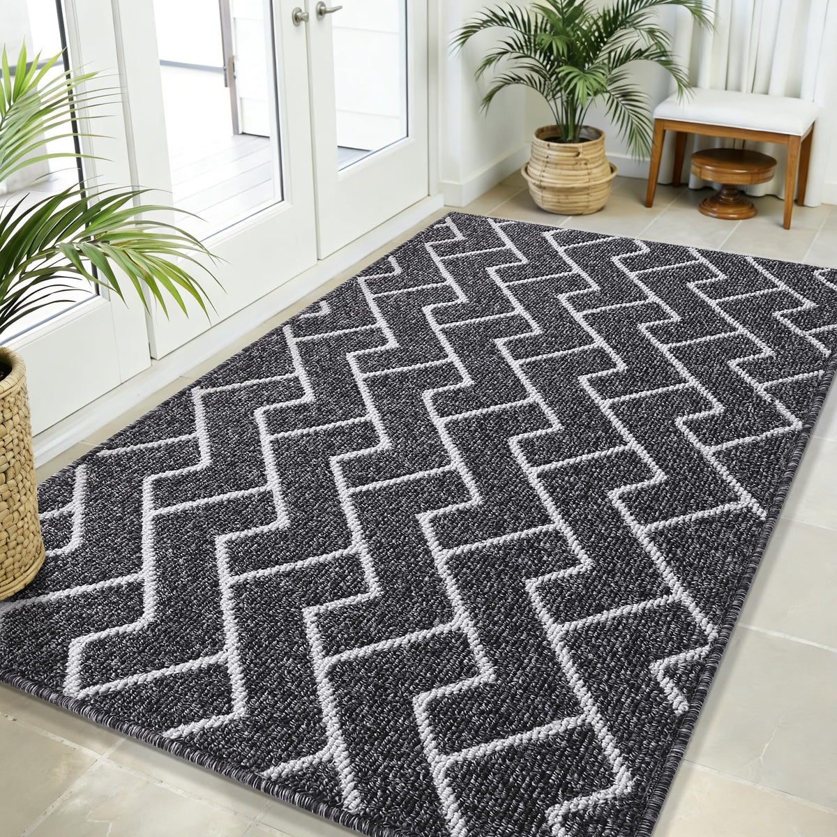 OLANLY Indoor Door Mat 32x20, Low-Profile Dirt Resistant Doormat, Grey