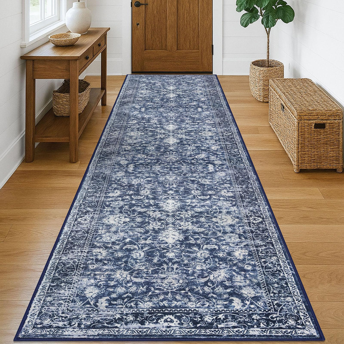 KILOCOCO 2x3 Washable Rug Small Entryway Rugs Indoor Door Mat, Blue/Navy