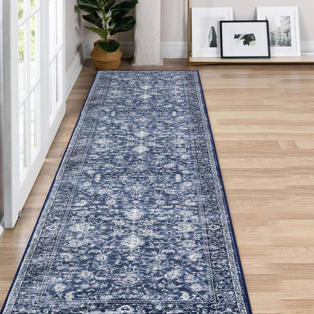 KILOCOCO 2x3 Washable Rug Small Entryway Rugs Indoor Door Mat, Blue/Navy