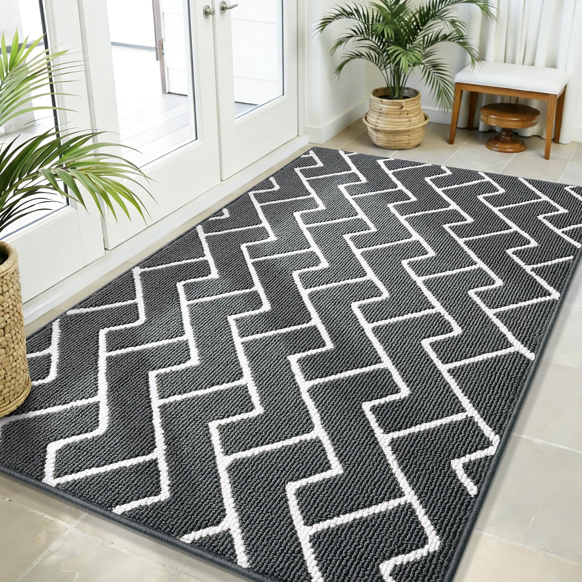 OLANLY Indoor Door Mat 32x20, Low-Profile Dirt Resistant Doormat, Grey