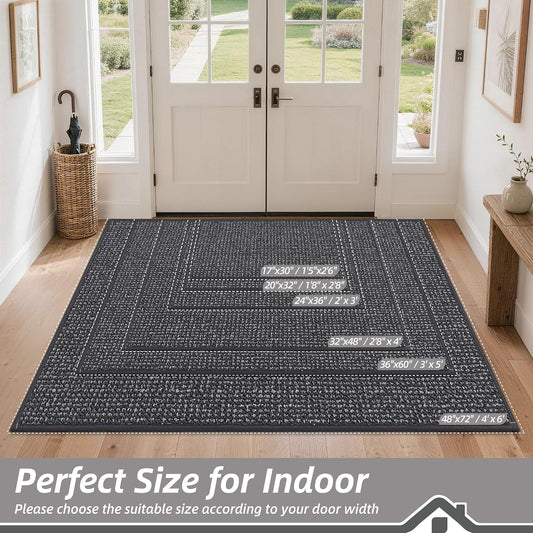BEQHAUSE Dirt Trapper Door Mat 20"x32", Non-Slip Washable Doormat, Charcoal