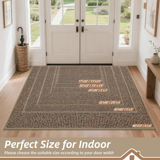 BEQHAUSE Dirt Trapper Door Mat 20" x 32", Non-Slip Washable Doormats, Beige